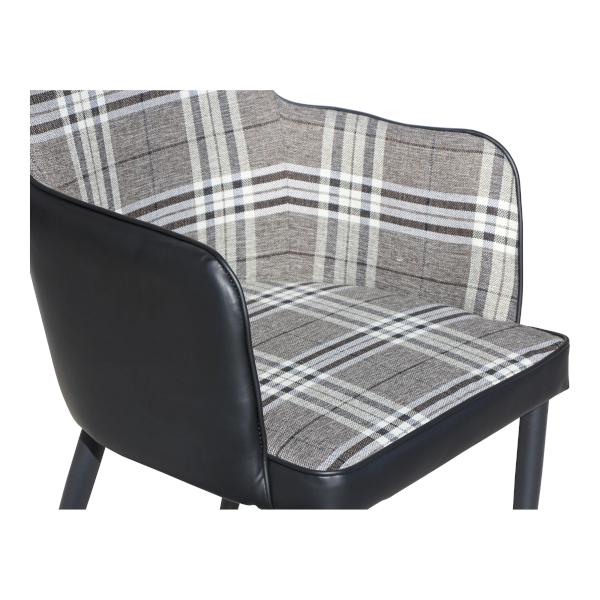 Armchair back black faux and Burberry fabric front Dimensions: